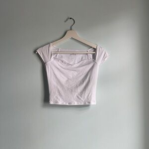 White Heart Shape Neckline Women's Crop Top